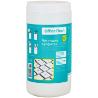 Салфетки чистящие для пластика Officeclean 100шт/уп, в тубе