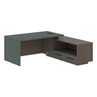 Стол руководителя с тумбой VCT 1919(R) Нефрит/Дуб Сильвер 1900х1900х750 VELION