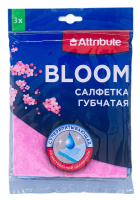 Салфетка губчатая Attribute Bloom 15 x 18см, 3шт