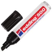 Маркер перманентный (нестираемый) EDDING 500, ЧЕРНЫЙ, ЗАПРАВЛЯЕМЫЙ, скошенный наконечник, 2-7 мм, E-