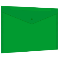 Папка-конверт с кнопкой прозрачная А4 BRAUBERG UNIVERSAL, до 100 листов, зеленая, 0,15 мм, 273074