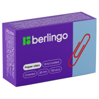 Скрепки канцелярские Berlingo 28мм, цветные, круглые, с пластиковым покрытием, 100шт/уп, картонна яу