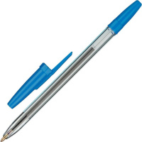 Шариковая ручка Стамм синяя, 0.7-1мм, масляная основа, прозрачный корпус