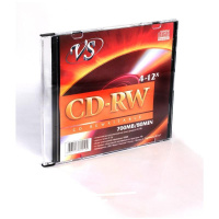 Диск CD-RW Vs 700Mb, 4-12x, Slim Case, 5шт/уп