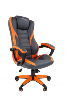 Кресло геймера Chairman Game 22 экокожа премиум, серо-оранжевая, крестовина пластик