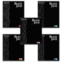 Тетрадь общая Brauberg Black Jack, А5, 96 листов, в клетку, на скрепке, мелованный картон/ лак