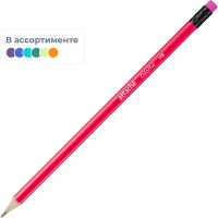 Карандаш чернографитный Attache Colorful! HB, с ластиком