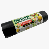 Мешки для мусора Ромашка Премиум 120л, ПВД, 70х110см, 45мкм, 10шт, 65г, черного цвета, в рулоне