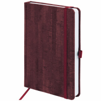 Ежедневник недатированный Brauberg Wood бордовый, А5, 136 листов, кожзам, резинка-фиксатор