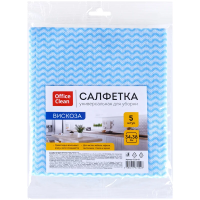 Салфетки для уборки OfficeClean, вискоза, перфорированные, волна, 34*38см., 5шт.