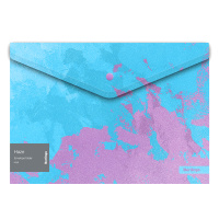 Папка-конверт на кнопке Berlingo 'Haze' А4, 180мкм, голубая/сиреневая, с рисунком, глиттер-эффект