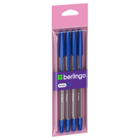 Ручка шариковая Berlingo 'Tribase', синяя, 1,0мм, 4шт, пакет с европодвесом