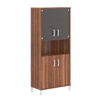 Шкаф высокий Skyland Born B 430.10, орех даллас, 900х450х2054мм, высокий, с малой глухой и  стеклянной дверьми