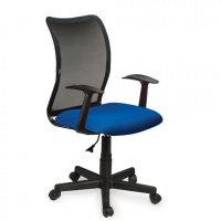 Кресло офисное Brabix Spring MG-307 сетка, черная, ткань синяя, крестовина пластик