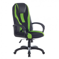 Кресло компьютерное BRABIX PREMIUM 'Rapid GM-102', НАГРУЗКА 180 кг, экокожа/ткань, черное/зеленое, 5