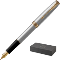 Перьевые ручки класса Люкс Parker Sonnet F, серебристый/позолоченный корпус, 1931504