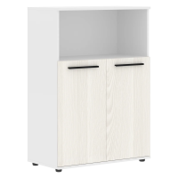 Шкаф средний широкий EMCS 85.3 Ясень Траун/Черный/Белый 852х430х1199 EDIS