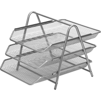 Лоток горизонтальный для бумаг Attache 355х295х267мм, 3 секции, серебристый