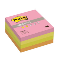 Блок для записей с клейким краем Post-It Basic 4 цвета, неоновая радуга, 76х76мм, 400 листов, 2028-B