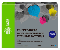 Картридж струйный Cactus CS-EPT04B240 T04B2 голубой (54мл) для Epson WorkForce Pro WF-C8190, WF-C869