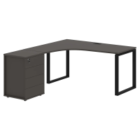 Стол эргономичный с тумбой EQCET 1518(L) Мокко/Черный 1560х1880х750 EDIS