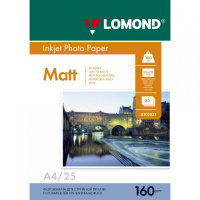 Фотобумага для струйных принтеров Lomond А4, 25 листов, 160 г/м2, матовая, 102031