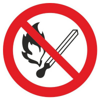 Знак Запрещается пользоваться открытым огнем и курить Гасзнак 200х200мм, самоклеящаяся пленка ПВХ, P