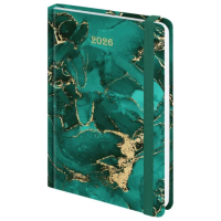 Ежедневник датированный 2026 с резинкой 145х203 мм, А5, BRAUBERG, твердый, фольга, 'Мрамор', 117340