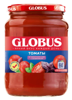 Томаты Globus в томатном соке с базиликом, 720мл