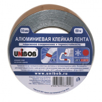 Клейкая лента алюминевая Unibob 50мм х 50м, 70мкм, серая, морозостойкая