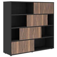 Шкаф с дверьми купе VRMCS 1615 Американский орех/Яшма черный 1600х450х1517 VELION VENEER