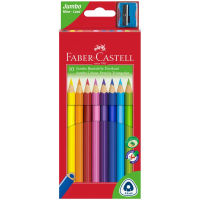 Карандаши цветные Faber-Castell 'Jumbo' 10цв., трехгран., заточен., картон, европодвес, с точилкой