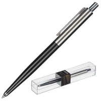 Шариковая ручка автоматическая Attache Origina синяя, 0.5мм, черный-серебристый корпус