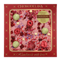 Шоколад Chokodelika белый, малина-вишня-зеленый чай, 75г