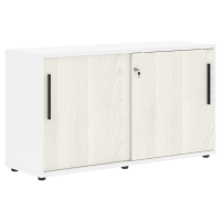 Шкаф низкий с дверьми купе ELC 1343 Ясень Траун/Черный/Белый 1346х430х750 EDIS