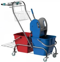 Тележка уборочная Merida 25л, двухведерная, держатель мешка, сетка, УТМ215