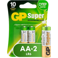 Батарейка Gp Super AA LR6, 1.5В, алкалиновые, 2шт/уп