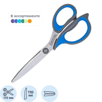 Ножницы Deli E77759 Soft офисные 170мм ТПЭ сталь ассорти блистер