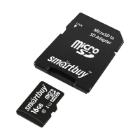 Карта памяти Smartbuy micro SDHC 16Gb, 10мб/с, с адаптером