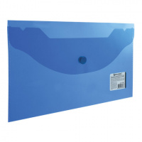 Пластиковая папка на кнопке Brauberg синяя прозрачная, 250х135мм
