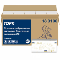 Бумажные полотенца Tellus (tork) Premium Singlefold H3, 133100, листовые, белые, V-укладка, 200шт, 2 слоя