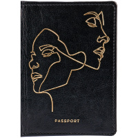 Обложка для паспорта OfficeSpace 'Life line', иск. кожа, черный, тиснение фольгой