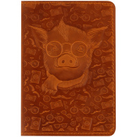 Обложка для паспорта Кожевенная мануфактура, нат. кожа, 'Свин', коричневый