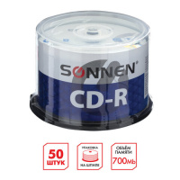 Диск CD-R Sonnen 700Mb, 52x, Cake Box, 50шт/уп