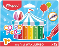 Мелки восковые 12цв. MAPED COLOR'PEPS Макси, карт. футляр