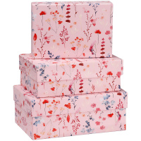 Набор прямоугольных коробок 3в1, MESHU 'Pastel pink', отд.фольгой, (19*12*7,5-15*10*5см)