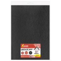 Фетр цветной для творчества Brauberg черный, 40х60 см, 3 листа, плотный