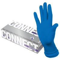 Перчатки латексные смотровые CONNECT HIGH RISK 25 пар (50 шт.), размер XL (очень большой), синие, CON-HR-04