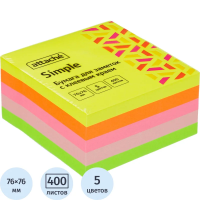 Стикеры ATTACHE Simple куб 76х76 радуга 400 л 5 цветов неон