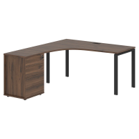 Стол эргономичный с тумбой EUCET 1518(L) Дуб Денвер тёмный/Черный 1560х1880х750 EDIS